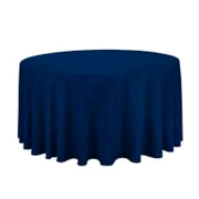 Linen: Navy Blue Round Tablecloth 108"