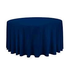 Linen: Navy Blue Round Tablecloth 120