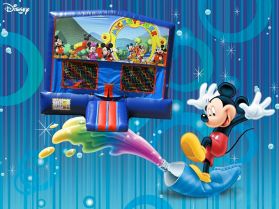 Mickey Mouse Bounce House #1 (red/blue) w/Basketball Hoop