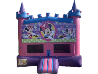 <b><font color=red><b>Minnie Mouse Bounce House <font color=blue><br><large>Pink and Purple Bounce House <br><font color=black>Super Cute<br>