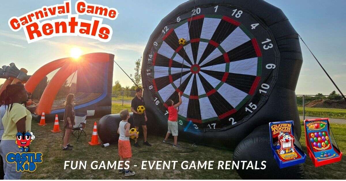 fun game rentals inflatable basketball shoot soccer darts interactive games for parties and corporate events