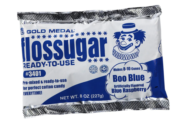 Boo Blue (Blue Raspberry) 8-oz. Flossugar Pouches