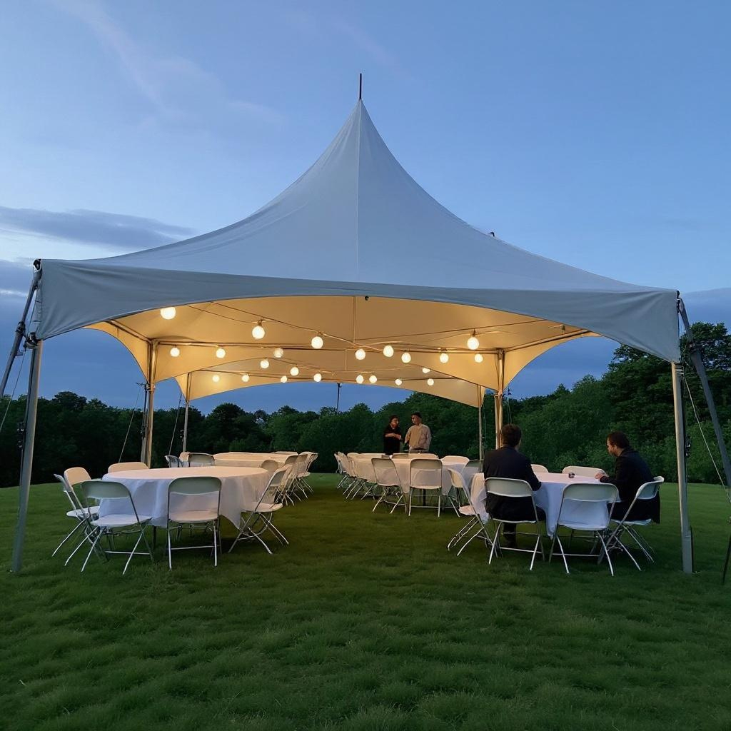 20×40 high-peak wedding tent rental in chesapeake va with tent lights