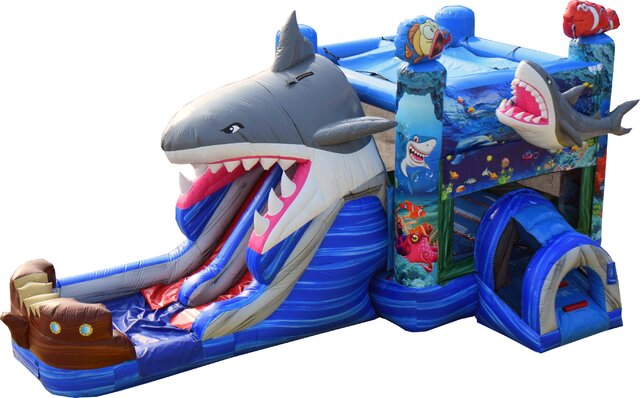 shark ocean themed bounce house and slide for rent in Jacksonville