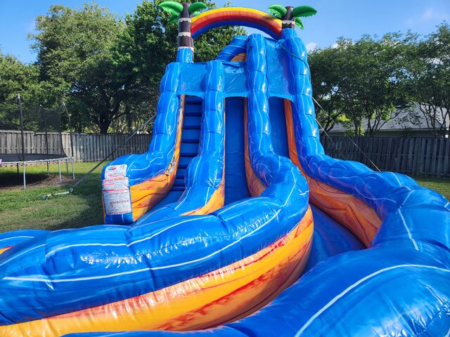 Tropical Curvy Water Slide with dual lane pool Jacksonville