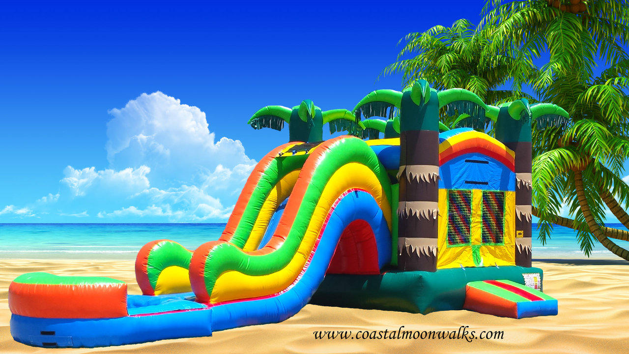 tropical theme water slide combo