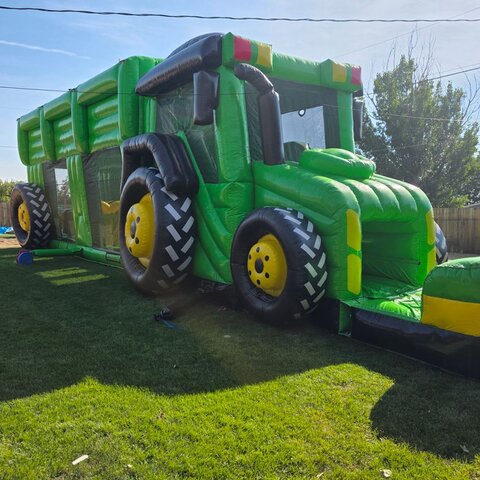 70ft John Deere Obstacle Course with Slide and Pool