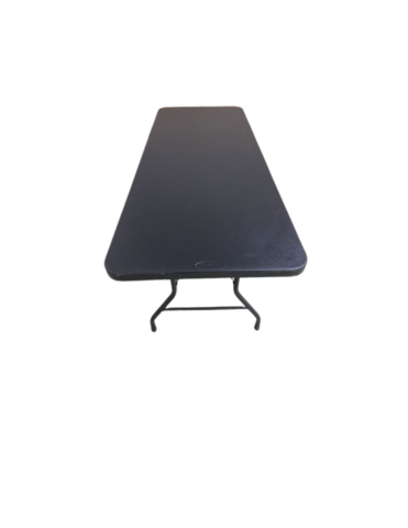 Black 6-foot folding table rental in Boardman, OH from Confetti House Rentals, perfect for parties and events.