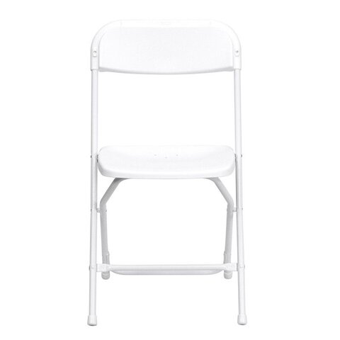 White folding chair rental in Boardman, OH from Confetti House Rentals, perfect for weddings, parties, and events.