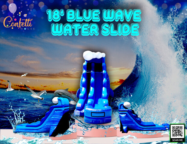 18' Blue Marble Wave Inflatable Wet/Dry Slide