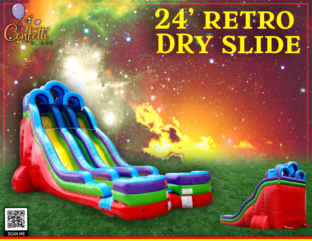 24 Retro Rainbow Double Bay Inflatable DRY Slide