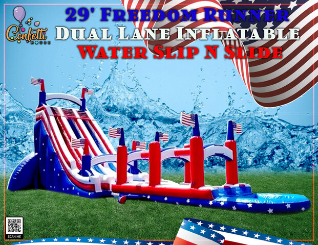 29' Freedom Runner Dual Lane Inflatable Water Slip N Slide