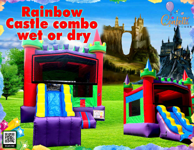 Rainbow Castle Combo Bouncer Dry