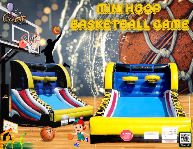 Mini Hoop Shot Inflatable Basketball Game Yellow