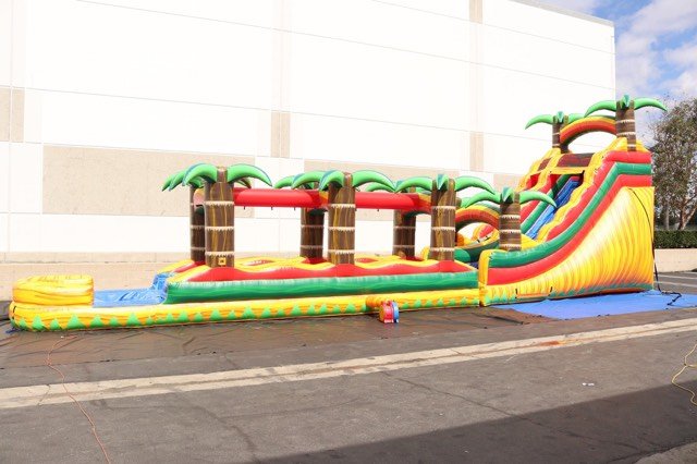 18' Tropical Dual Lane Wet Inflatable Slide & Slip N Slide