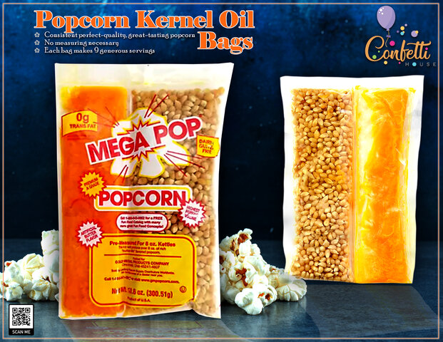 Popcorn kernel oil bags