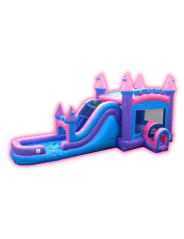 Princess Mega Pink Inflatable Wet/Dry Slide Bounce House Combo
