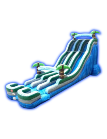 24' Tropical Marble Double Lane Inflatable Wet/Dry Slide