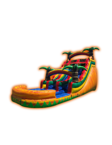 18' Tropical Dual Lane Slide Dry/Wet Inflatable Slide 