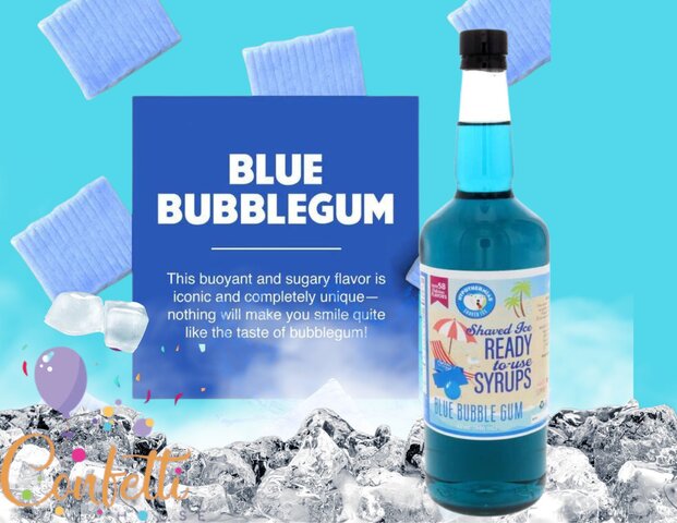Snow Cone Syrup Quart- Blue Bubblegum