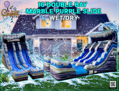 16' Double Bay marble purple Wet/Dry Inflatable Slide