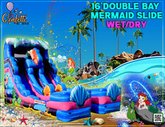 16' Double Bay Mermaid Wet/Dry Inflatable Slide