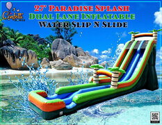 27' Paradise Splash Dual Lane Inflatable Water Slip N Slide