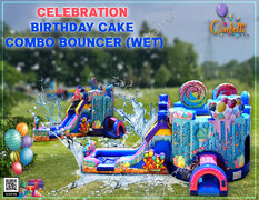 Celebration Birthday Cake Combo Bouncer Wet