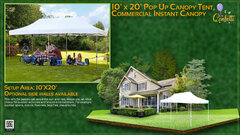 10' x 20' Pop Up Canopy Tent, Commercial Instant Canopy