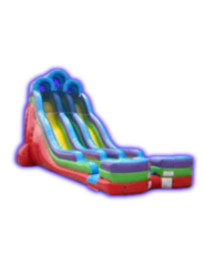 24' Retro Rainbow Double Bay Inflatable DRY Slide