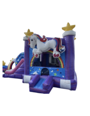 Magical Unicorn Bounce House Combo with Slide