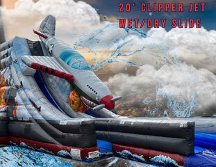 20' Single Lane Fighter Jet Wet/Dry Inflatable Slide