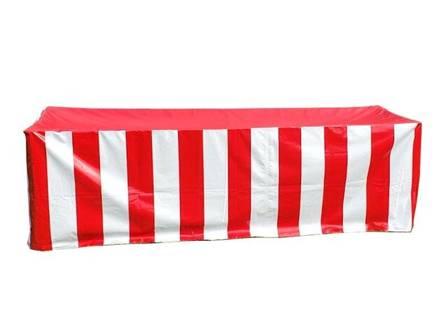 Elcoho Carnival Table Skirts - 5 Pack Red & White Striped 14ft Table Covers For Circus Party Decor