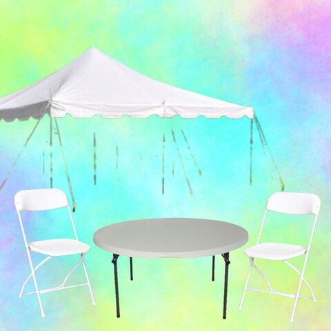 Round Seating and Tent Package-White