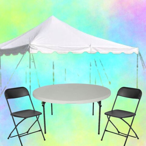 Round Seating and Tent Package-Black