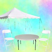 Round Seating and Tent Package-White