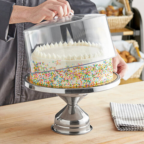 Stainless Steel Cake Stand w Clear Dome Cover