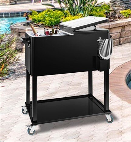 80qt Rolling Ice Chest Cooler Cart