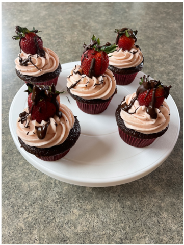 Chocolate Cupcakes with Strawberry Cream Frosting 