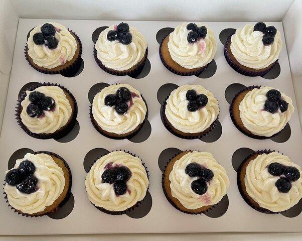 White Chocolate Blueberry Cupcakes  