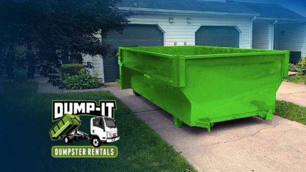 dumpster from dump-it dumpster rentals in a construction site