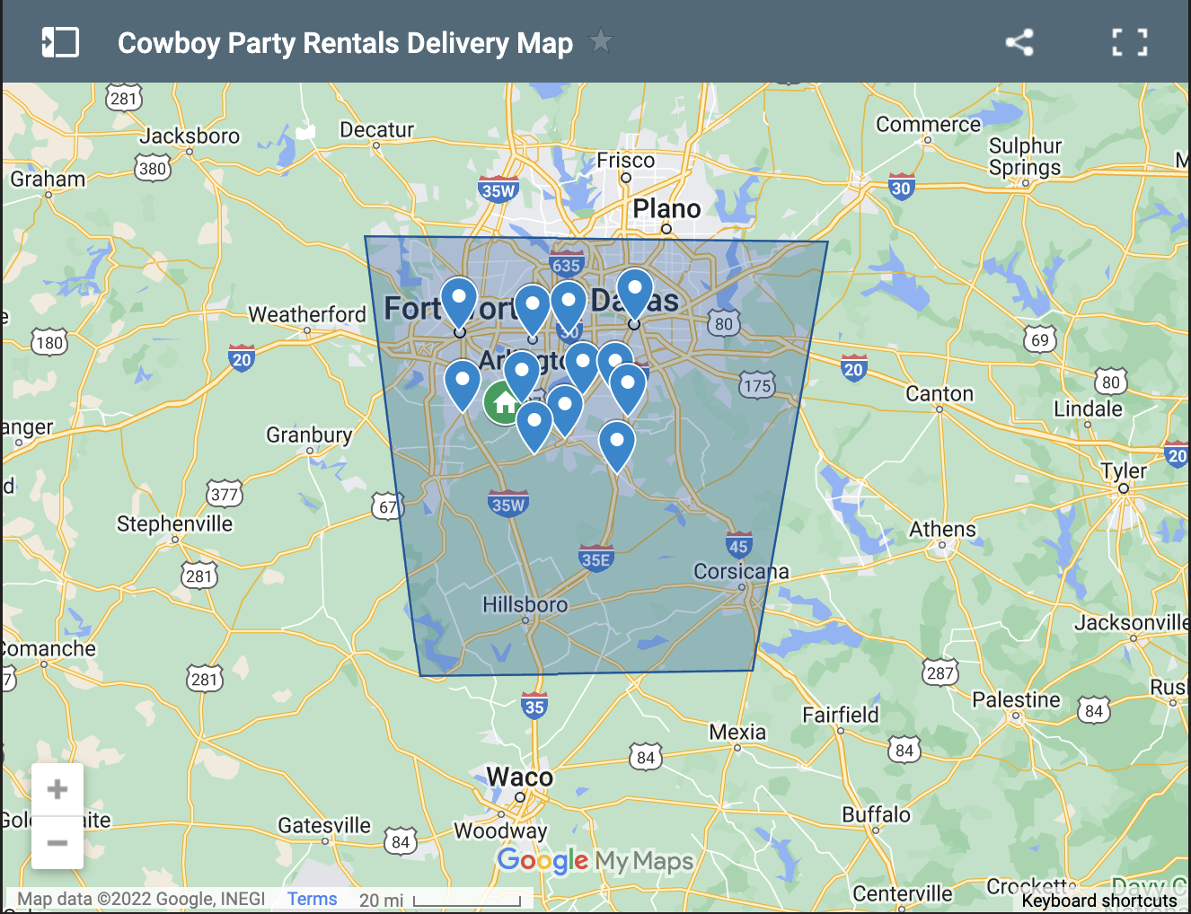 Party Rentals Delivery Area