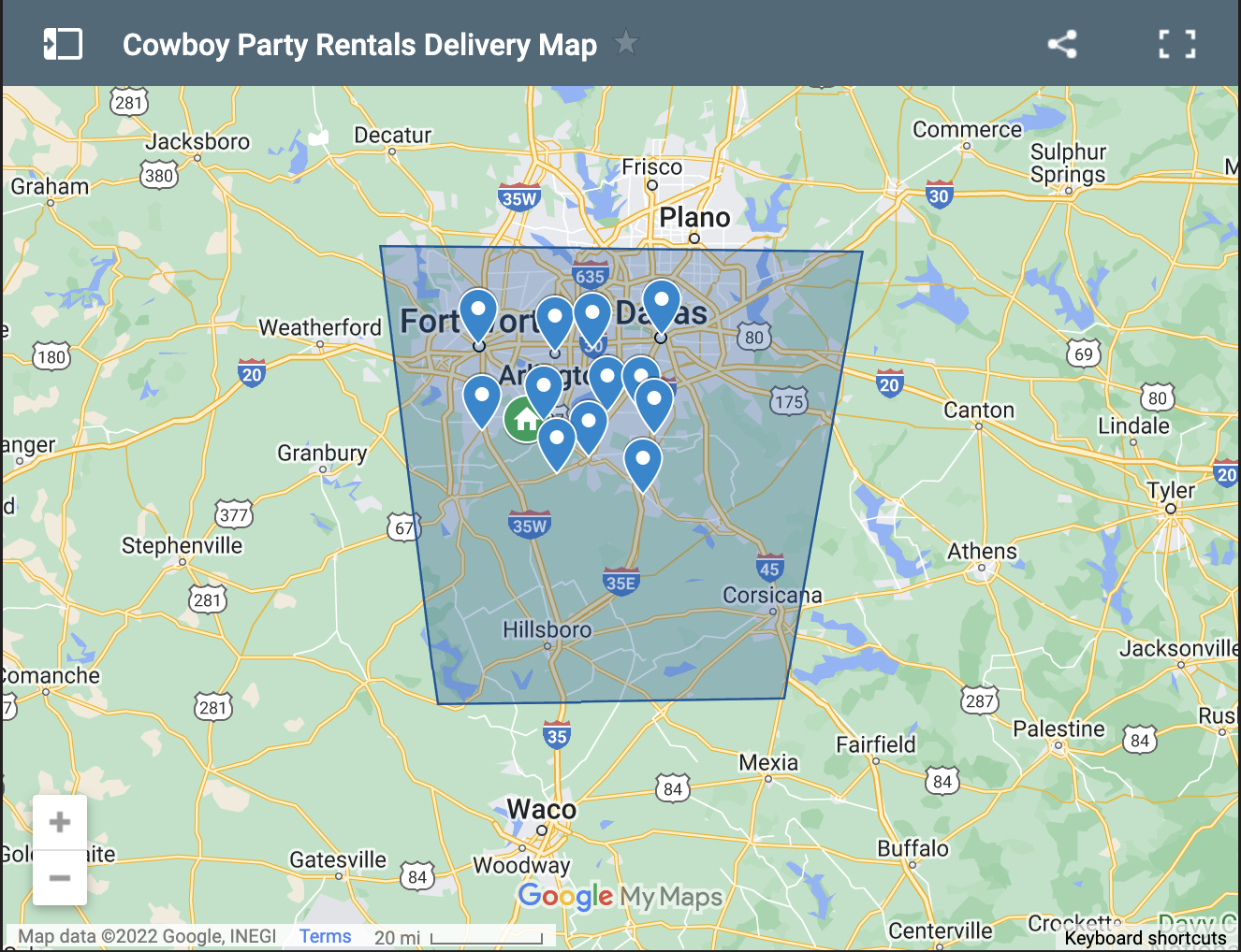 Cedar Hill Water Slide Rental Delivery Area