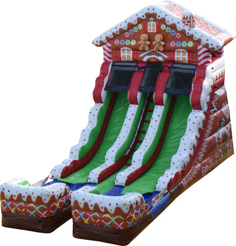 16 ft Double Lane Ginger Bread House Dry Slide Rental