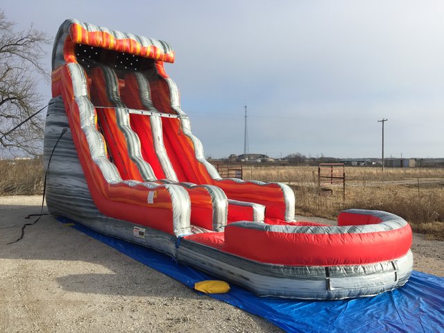 Wet 24 ft Dual Laned Volcano Rush Water Slide with Pool
