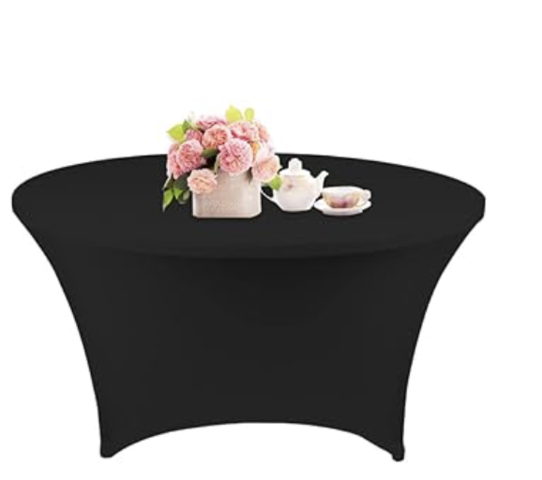 60 Inch Round Spandex Linen Rental - Black