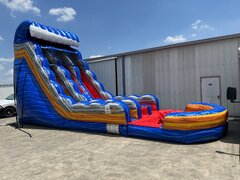 Wet 24 ft Fire Blast Water Slide with Pool
