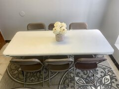 6 Ft Table and Brown Chair Set