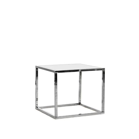 Mercer Side Table - Silver Frame - White Insert