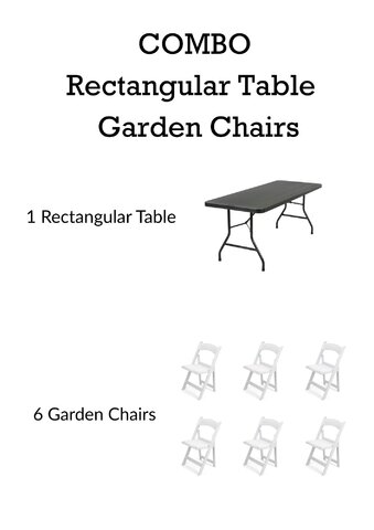 Rectangular Table and White Garden Chair Combo
